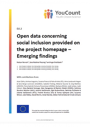Open data concerning social inclusion provided on the project homepage – Emerging findings
